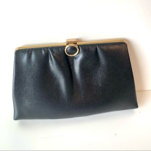 Vintage ANDÉ Patent Leather Clutch With Gold Trim